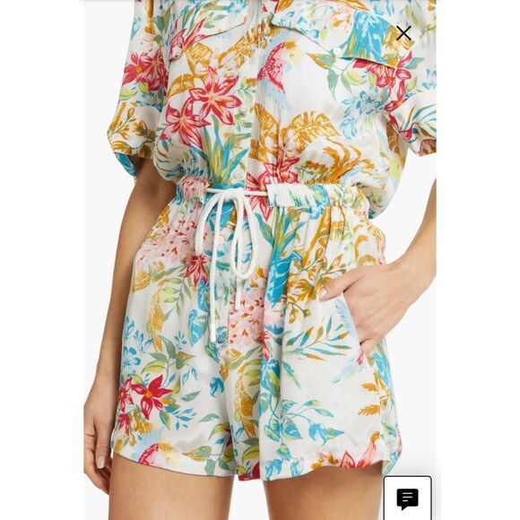 Elan Floral Drawstring waist romper size M - Picture 3 of 6